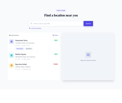 Screenshot of Store Locator template