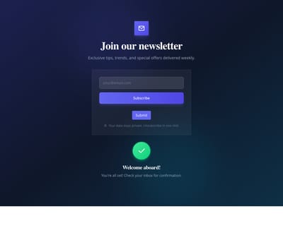 Screenshot of Newsletter Dark template
