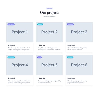 Screenshot of Portfolio Grid Cards template
