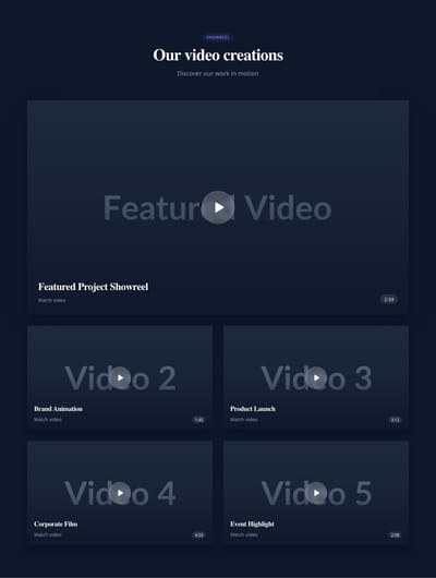 Screenshot of Portfolio Video template