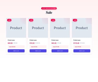 Screenshot of Product Cards Sale template