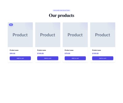 Screenshot of Product Cards Simple template