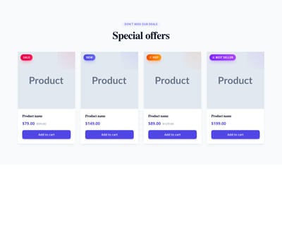Screenshot of Product Cards with Badge template