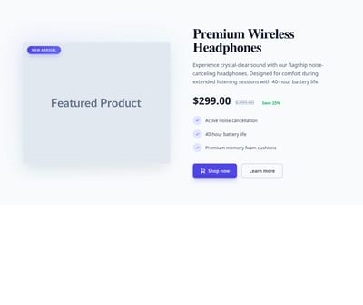 Screenshot of Product Featured template