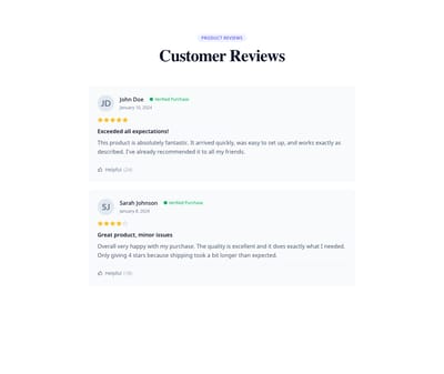 Screenshot of Reviews Product Stars template