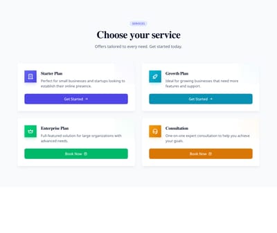 Screenshot of Services With CTA template
