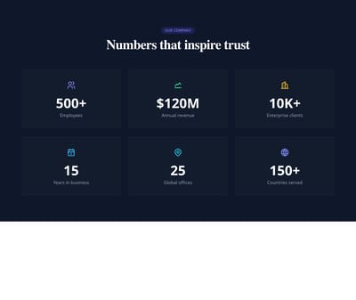Screenshot of Stats Section Company template