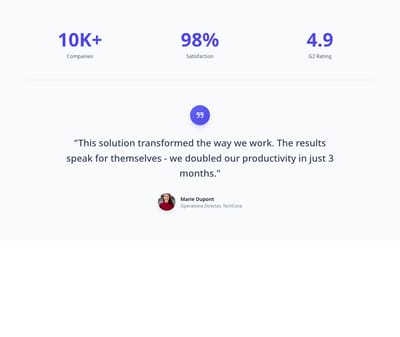 Screenshot of Stats Section Testimonial template
