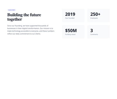 Screenshot of Stats Section With Text template