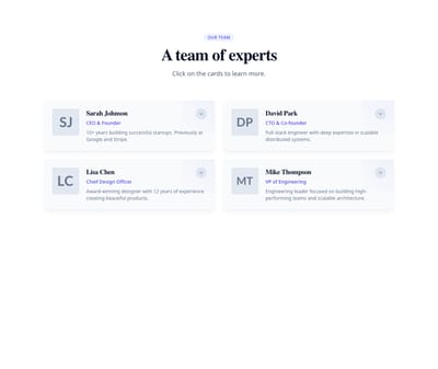 Screenshot of Team Card Expandable template