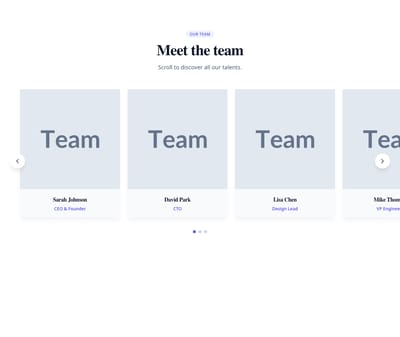 Screenshot of Team Carousel template