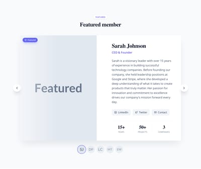 Screenshot of Team Featured Single template