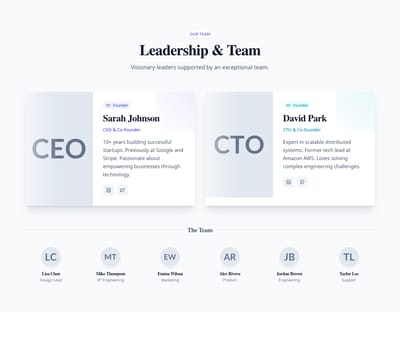 Screenshot of Team Grid Featured template