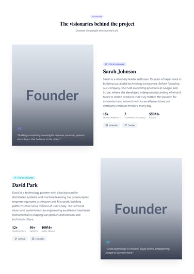 Screenshot of Team Section Founders template
