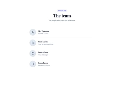 Screenshot of Team Simple template