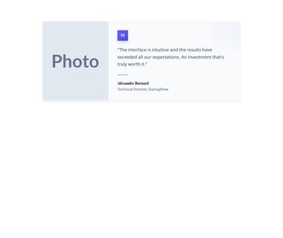 Screenshot of Testimonial Card Photo Side template