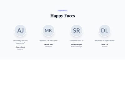 Screenshot of Testimonials Grid Avatars template