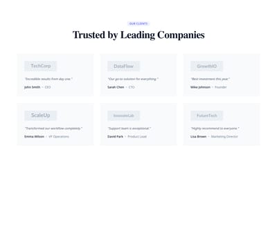 Screenshot of Testimonials Grid Logos template