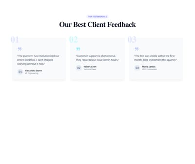 Screenshot of Testimonials Grid Numbers template