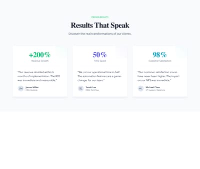 Screenshot of Testimonials Section Stats template