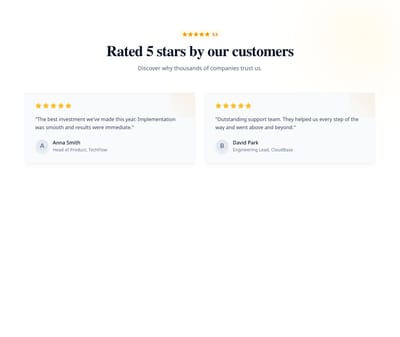 Screenshot of Testimonials with Rating template