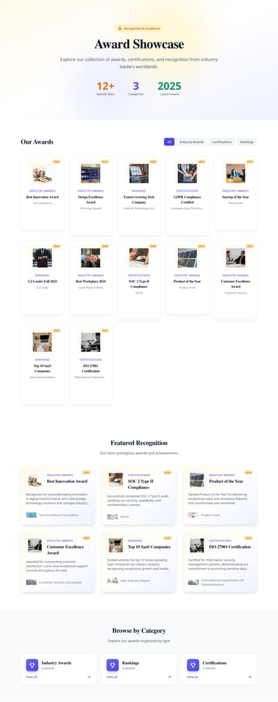 Timeline Badges - awards index page preview