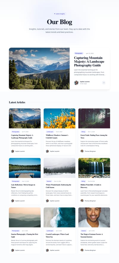 Screenshot of Blog module template
