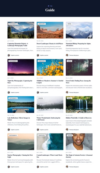 Cards Masonry - blog tag page preview