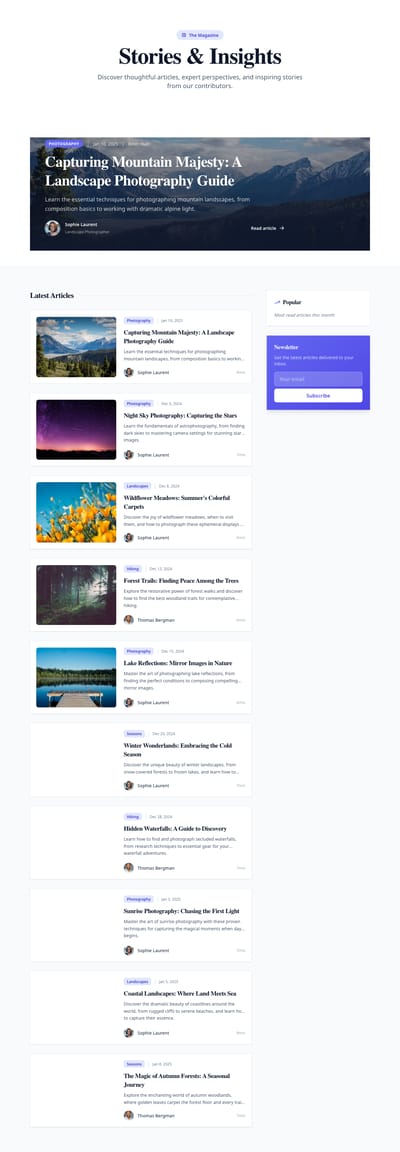 Magazine Layout - blog index page preview