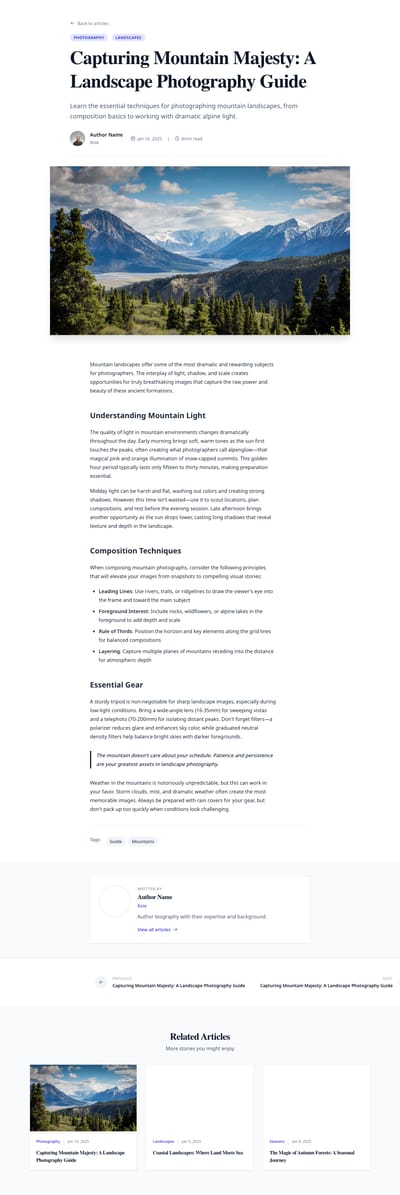 Magazine Layout - blog article page preview