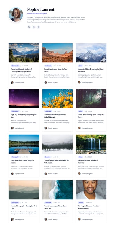 Magazine Layout - blog author page preview