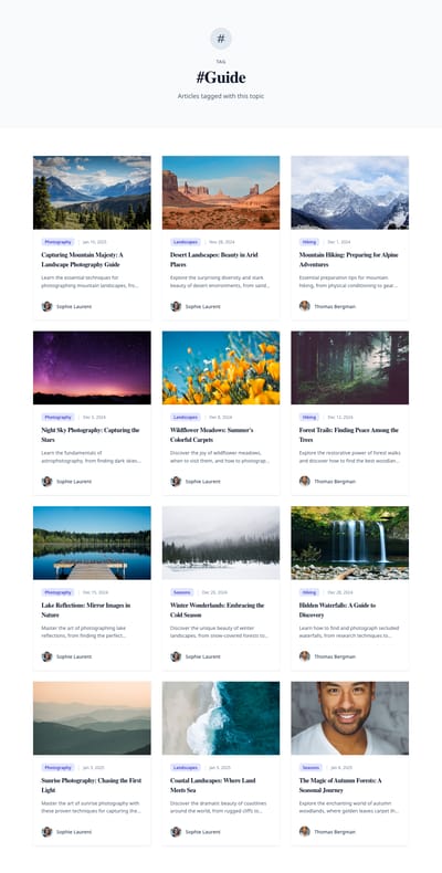 Magazine Layout - blog tag page preview