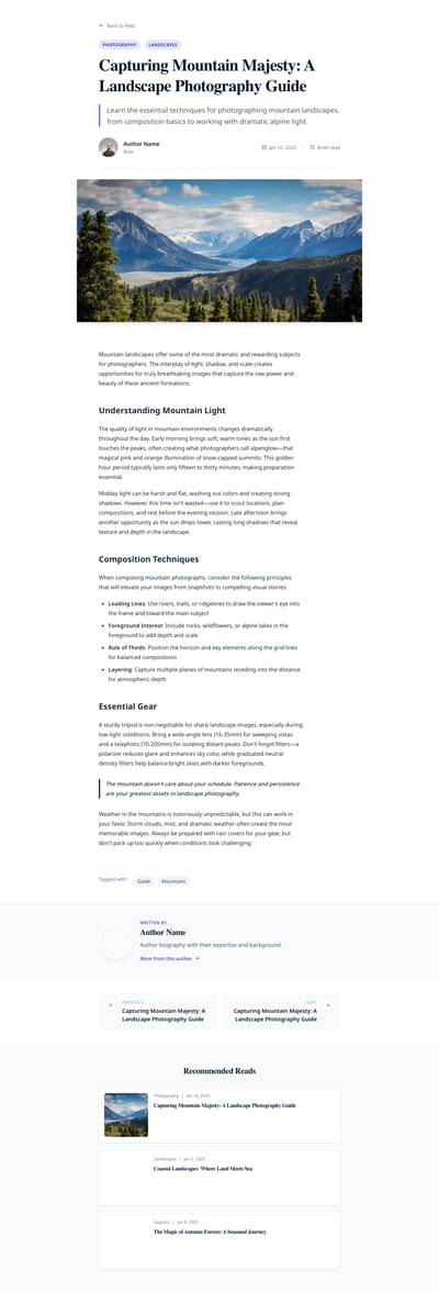 News Portal - blog article page preview