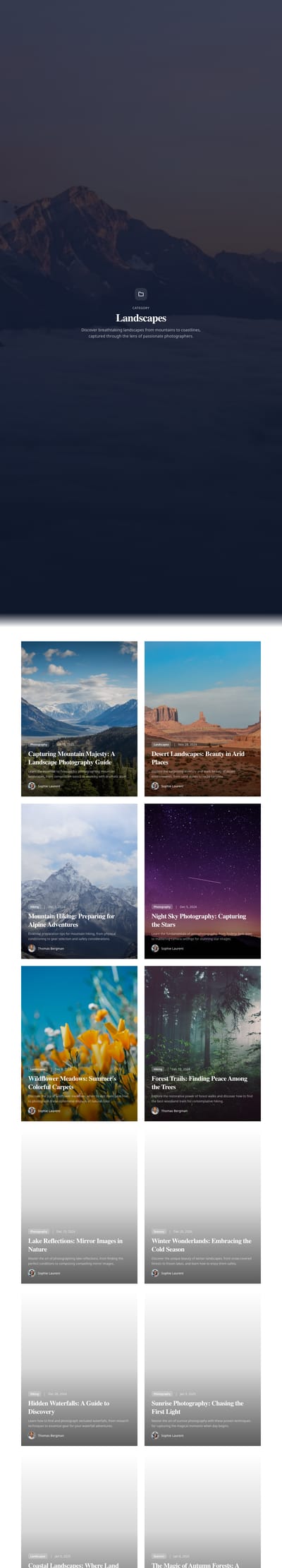 Photo Journal - blog category page preview