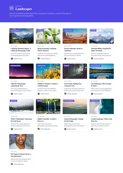Timeline Feed - blog category page preview