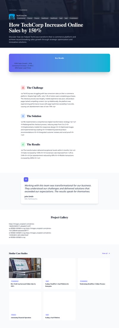 Metrics Highlight - case studies detail page preview