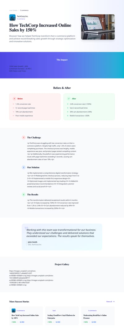 Story Format - case studies detail page preview