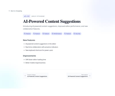 Clean Minimal - changelog detail page preview