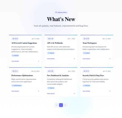 GitHub Style - changelog index page preview