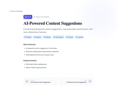 GitHub Style - changelog detail page preview