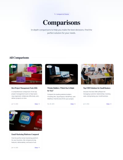 Screenshot of Comparisons module template