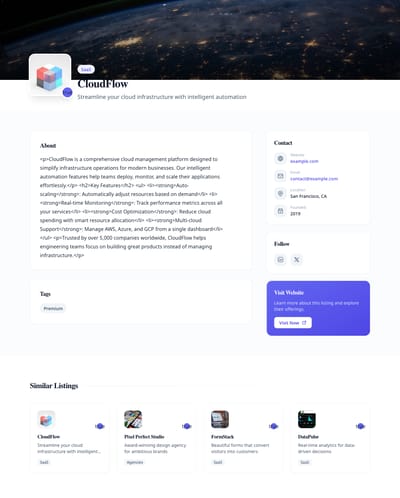 Cards Filterable - directory entry page preview