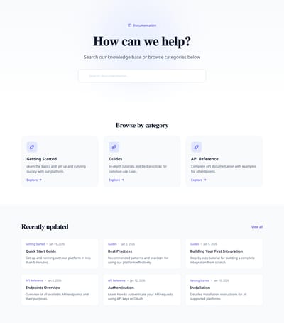 Screenshot of Documentation module template