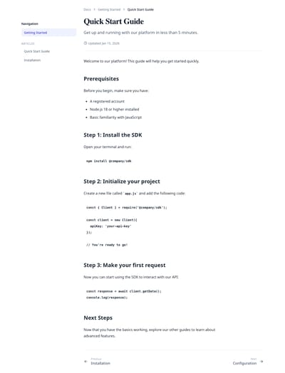 API Reference - docs article page preview