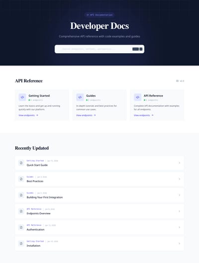 Clean Sidebar - docs index page preview