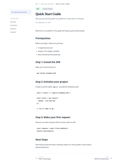 Clean Sidebar - docs article page preview