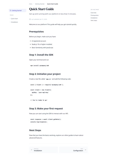 GitBook Style - docs article page preview