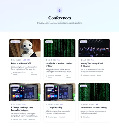 Calendar View - events category page preview