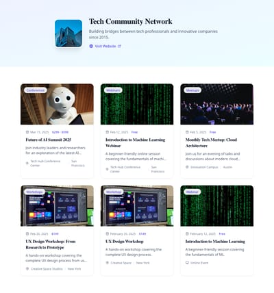 Calendar View - events organizer page preview