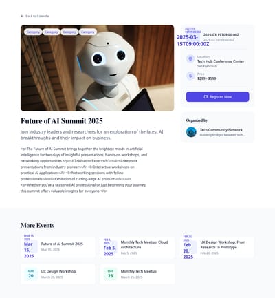 Modern Events - events event page preview
